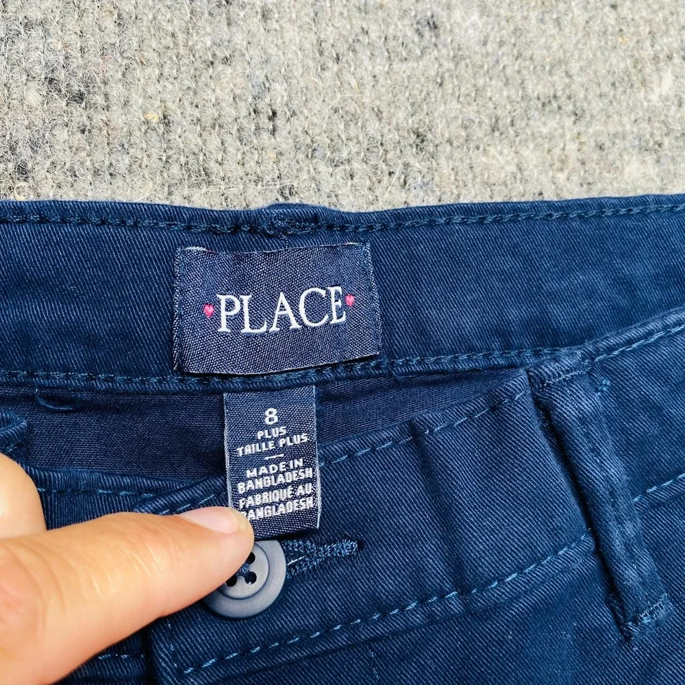 Childrens Place Girls Uniform Chino Shorts Navy Blue Stretch Twill Size 8 Plus